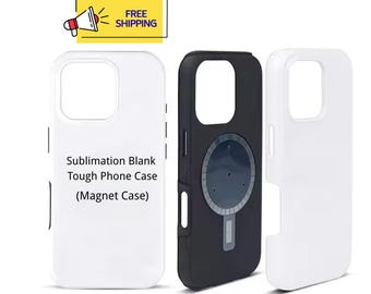 5Pcs Sublimation Tough Phone Case with Magnet for iPhone Samsung Google Pixel | Blank 2 in 1 Phone Case | DIY Customizable Magnetic Case