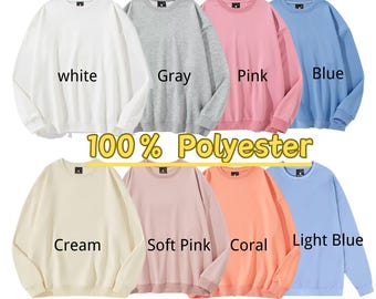 100% Polyester Sublimation Sweatshirt Blank | Heat Transfer Ready Lightweight Thin Plain Sweatshirt | Sublimation DTF |Ideal for Embroidered