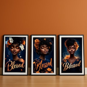 Black Women Portrait Print Set: Afrocentric Inspirational Wall Art (Digital Download)
