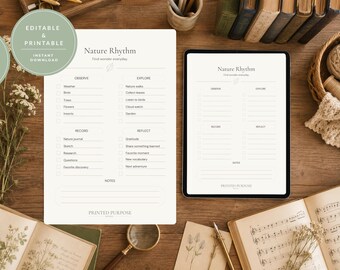 Nature Study Checklist | Nature Rhythm Printable | Charlotte Mason Homeschool | Nature Journal for Kids | Outdoor Learning PDF
