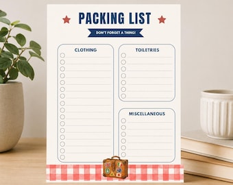 Travel Packing Checklist | Vacation Planner PDF (Digital Download)