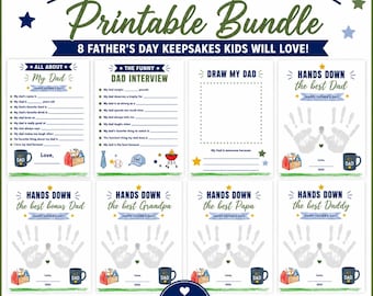 Father's Day Gift From Kids | Printable Bundle | All About My Dad + Handprint Craft