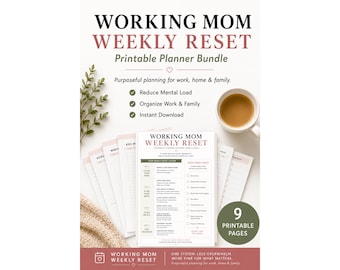 Busy Mom Planner Printable, Password Tracker, Weekly Reset Bundle, Subscription Tracker, Mental Load Brain Dump, Meal Planner Bundle