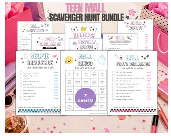 Teen Mall Scavenger Hunt Bundle, Mall Birthday Party Game, Tween Party Activity, Girls Day Out, Printable Games