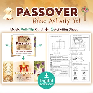 Passover-Good Friday Bible Activity Set | Magic Full-Flip Card Craft + Placemat Worksheet Printable