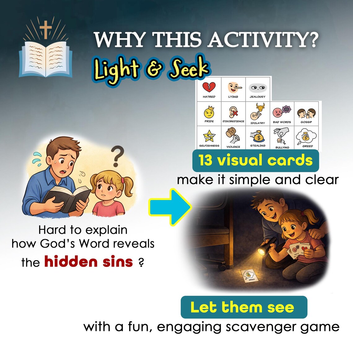 Bible Paper Flashlight Activity for Kids -learning About Sin | Light ...
