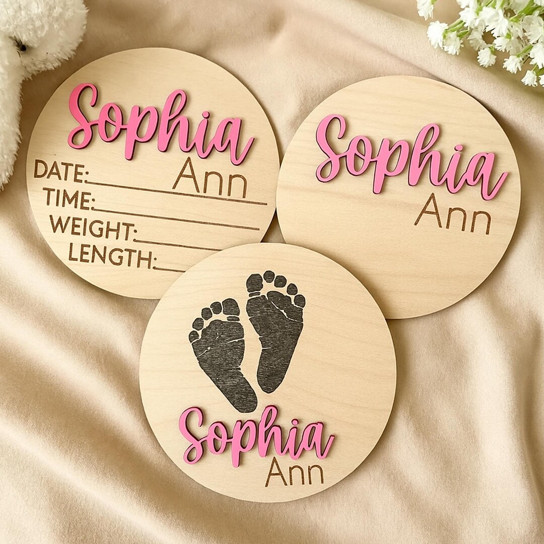 Personalized Baby Announcement Sign With Birth Stats, Matching Name ...
