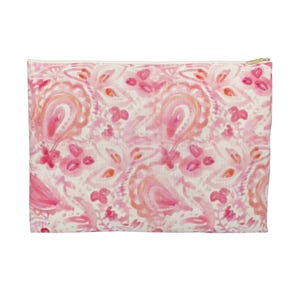 Pink Floral Accessory Pouch for Makeup, Travel, Organizing, Gift for Her, Everyday Use