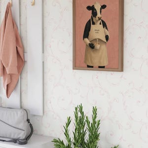 Cow Poster Print, Funny Whole Milk Barista Wall Art Meme, Whimsical Animal Illustration, Coffee Kitchen Decor Gift, No Frame