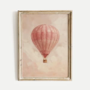 Hot Air Balloon Oil Painting Print, Vintage Printable Wall Art, Digital Download, Home and Office, Living Room, Bedroom & Nursery Decor