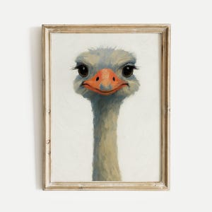 Ostrich Oil Painting Poster, African Animal Wall Art Head Print, Digital Download, Vintage Safari Wildlife Art, Gallery & Nursery Decor
