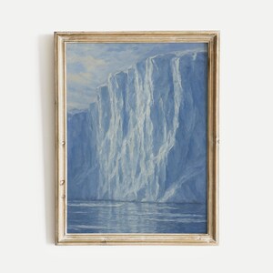 Vertical Ice Glacier Oil Painting Print, Vintage Printable Wall Art, Digital Download, Home and Office, Living Room, Bedroom & Nursery Decor