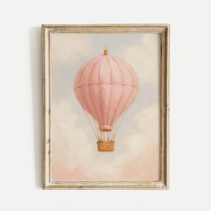 Hot Air Balloon Oil Painting Print, Vintage Printable Wall Art, Digital Download, Home and Office, Living Room, Bedroom & Nursery Decor