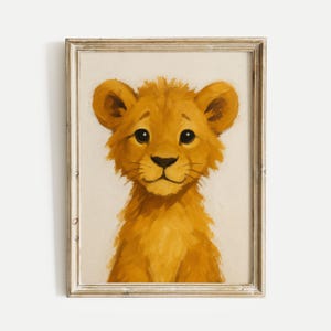 Lion Oil Painting Poster, African Animal Wall Art Head Print, Digital Download, Vintage Safari Wildlife Art, Gallery & Nursery Decor