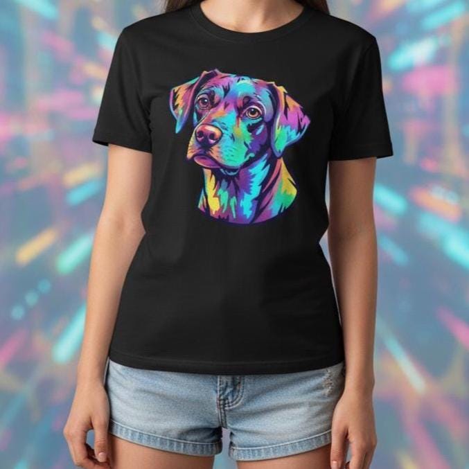Dog Holographic Tee, Pet Lover Shirt, Animal Graphic T-Shirt, Puppy Gift, Unisex Top, Casual Wear, Gift for her