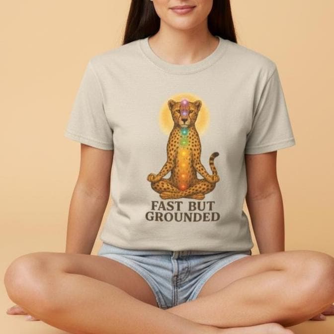 Cheetah Wisdom Tee - Fast But Grounded, Unisex Heavy Cotton Shirt, Cute Animal Shirt, Nature Lover Gift, Casual Wear, Wildlife Tee