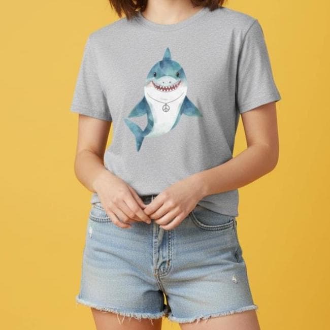Shark Peace and Love T-Shirt, Sea Animal Tee, Ocean Lover Shirt, Beach Graphic Top, Marine Life Apparel