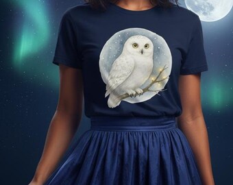 Winter Owl T-Shirt - Cozy Night Vibes - Heavyweight Cotton Tee with Branch Design