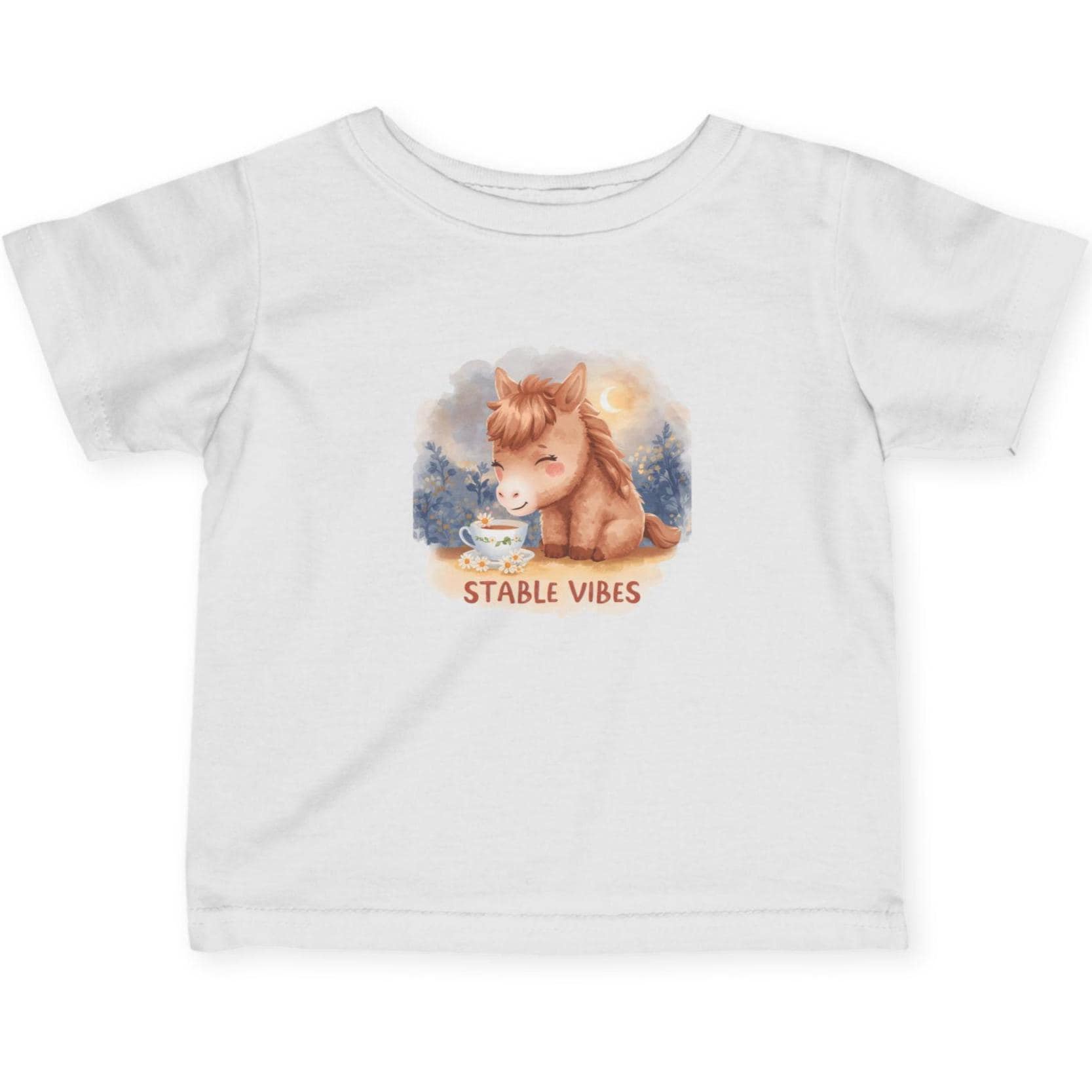 Infant Tee, Cozy Cute Horse with the Phrase 'Stable Vibes', Kids T-Shirt, Toddler Shirt, Baby Clothing, Animal Lover Gift, Farmhouse Style