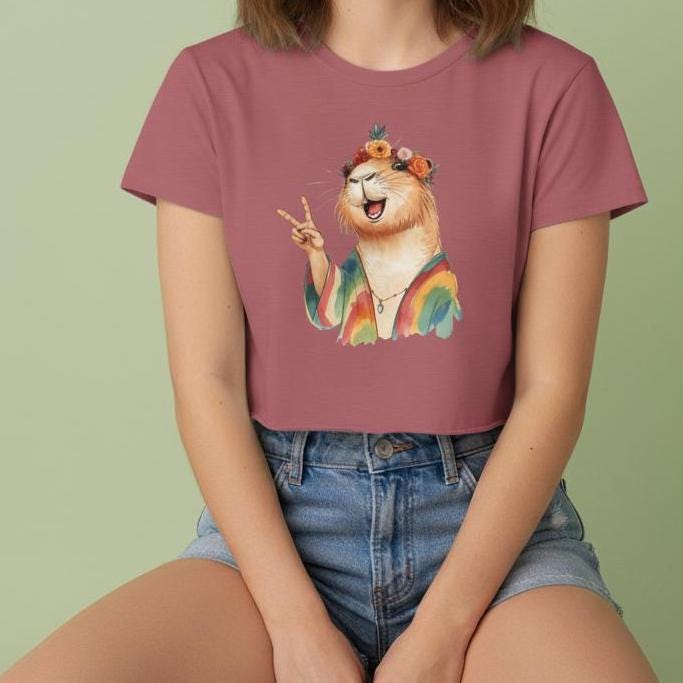Festival Vibes Women's Crop Top, Groovy Summer Top, Bohemian Style Shirt, Cute Festival Wear, Hippie Clothing Tee, Peace Sign Design