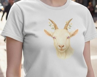 Albino Goat White T-Shirt, Farm Animal Tee, Nature Lover Gift, Animal Graphic Shirt, Goat Lover Top, Wildlife Apparel