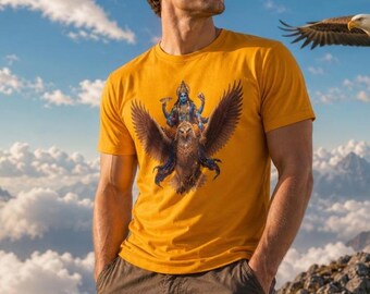 Vishnu Riding Garuda Hindu God T-Shirt | Spiritual Deity Art Tee