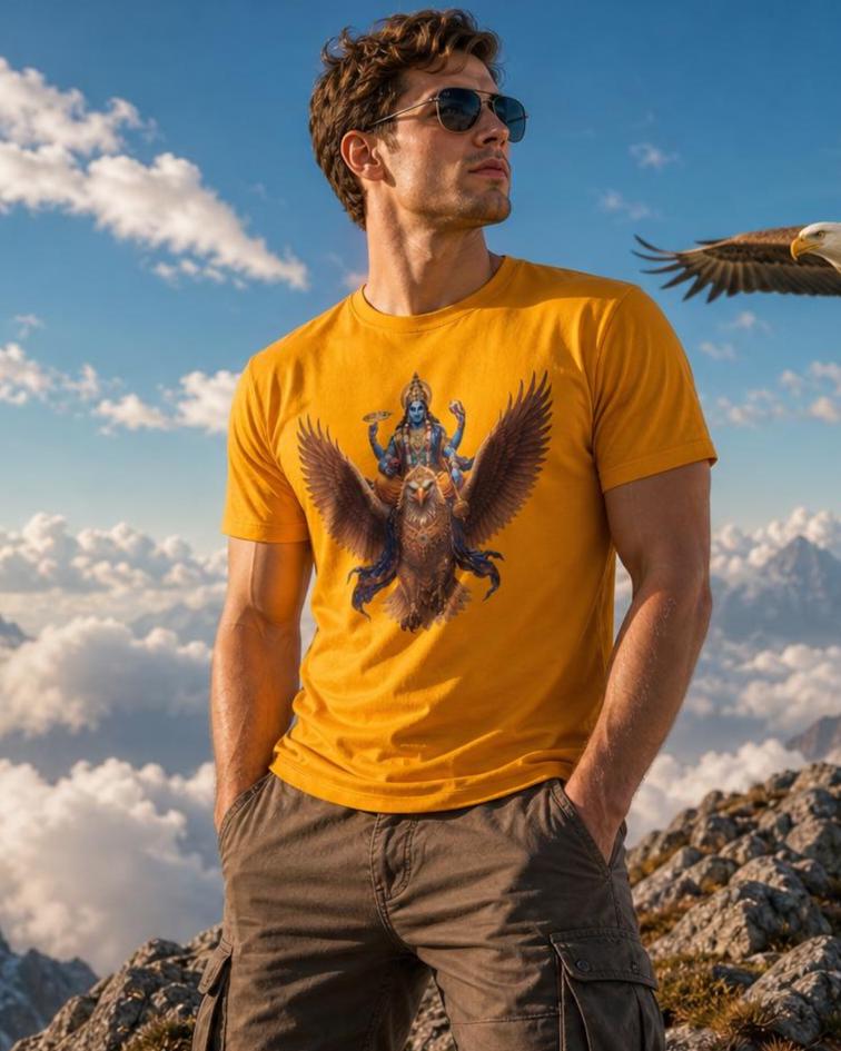 Vishnu Riding Garuda Hindu God T-Shirt | Spiritual Deity Art Tee