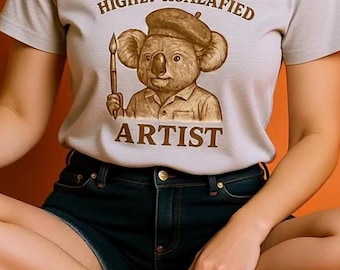 Highly Koalafied Artist T-Shirt | Funny Koala Tee | Cute Animal Graphic Shirt | Gift for Art Lovers