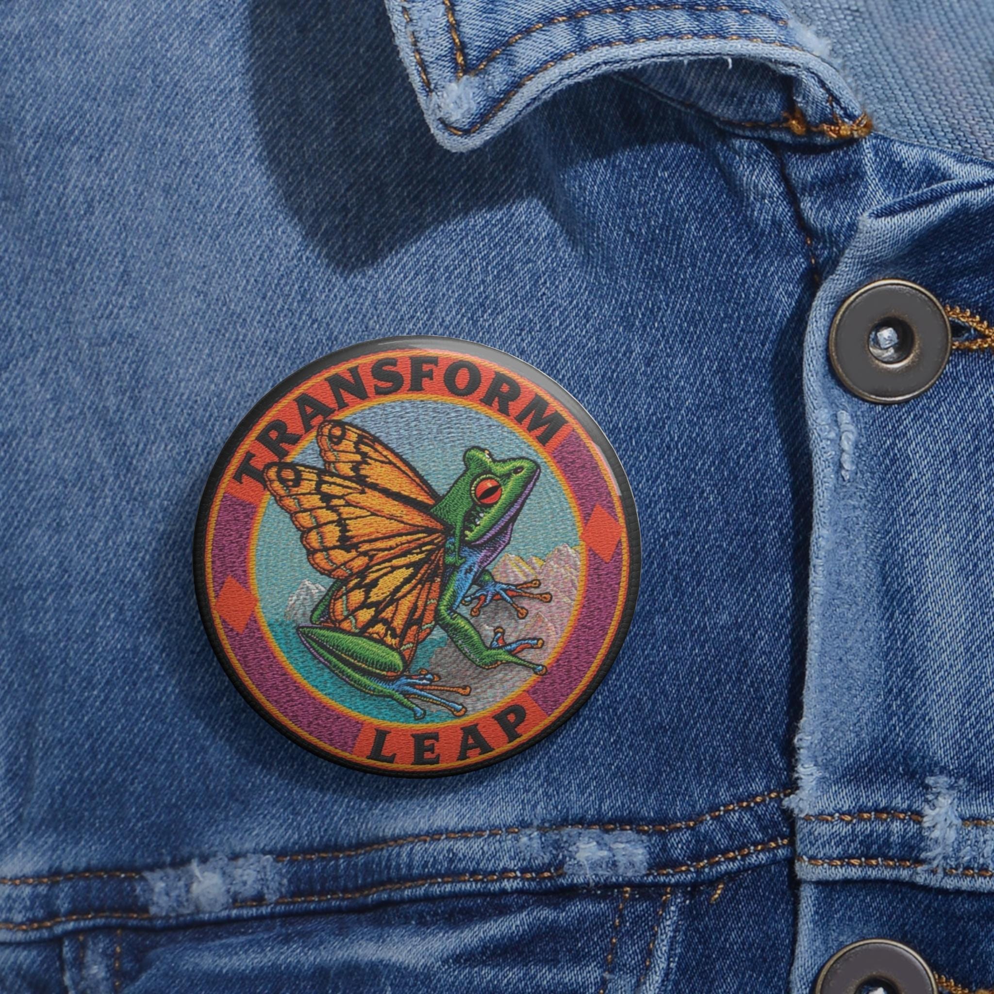 Leap Frog Butterfly Custom Pin Buttons | Cute Frog Butterfly Enamel-Style Pins