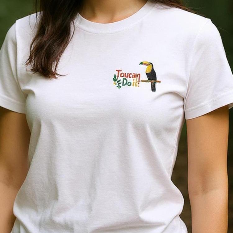 Toucan Do It Embroidered Shirt | Heavyweight Cotton Tee | Unisex T-Shirt | Motivational Bird Gift
