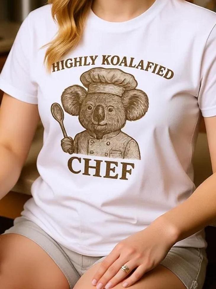 Highly Koalafied Chef T-Shirt | Funny Koala Cooking Tee | Cute Animal Kitchen Shirt | Gift for Food Lovers