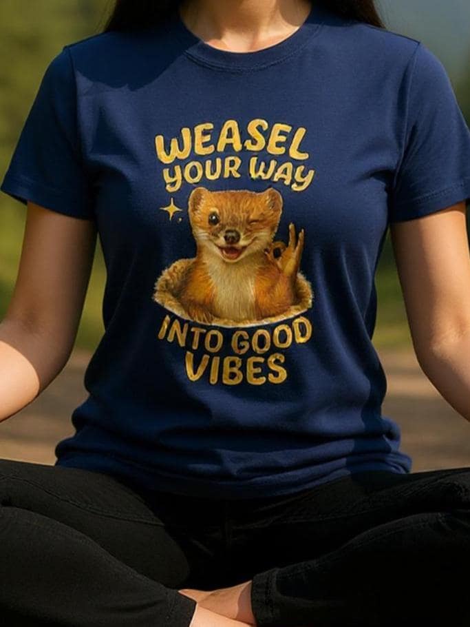 Weasel Your Way Into Good Vibes T-Shirt – Funny Animal Graphic Tee – Unisex – Positive Vibes Shirt – Gift for Animal Lovers