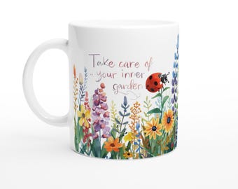 Inner Garden Mug - Floral Ceramic Coffee Cup - Perfect Gift for Garden Lovers