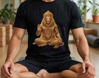 Narasimha Blessing T-Shirt | Hindu God Gift | Unisex Heavyweight Cotton Crewneck | Spiritual Lord Narasimha Apparel | Devotee Shirt