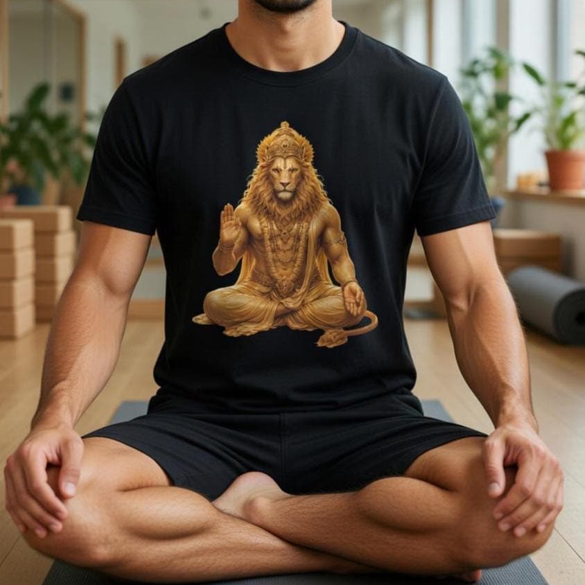 Narasimha Blessing T-Shirt | Hindu God Gift | Unisex Heavyweight Cotton Crewneck | Spiritual Lord Narasimha Apparel | Devotee Shirt
