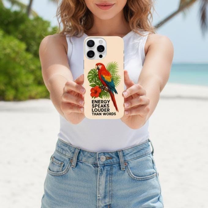 Parrot Phone Case | Energy Speaks Louder Than Words | Bird Lover Tough Case | Colorful iPhone Cover