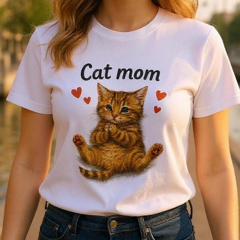 Cat Mom T-Shirt | Cute Cat Lover Gift | Cotton Tee | Funny Pet Owner Shirt