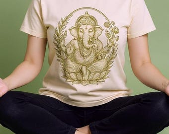 Ganesha Lotus T-Shirt | Spiritual Gift for Women | Yoga Meditation Shirt | Sacred Elephant Tee