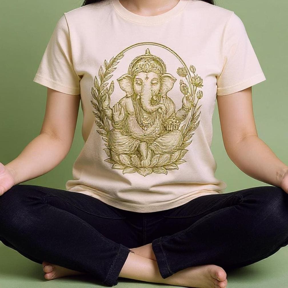 Ganesha Lotus T-Shirt | Spiritual Gift for Women | Yoga Meditation Shirt | Sacred Elephant Tee