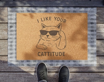 Doormat, Cat Doormat, Funny Doormat, Welcome Mat, Entry Rug, Cattitude, Cat Lover Gift