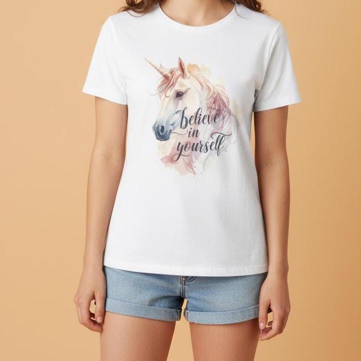 Unisex Inspirational Unicorn Tee | Believe in Yourself Shirt, Motivational Gift, Casual Wear, Birthday Present, Unique T-Shirt