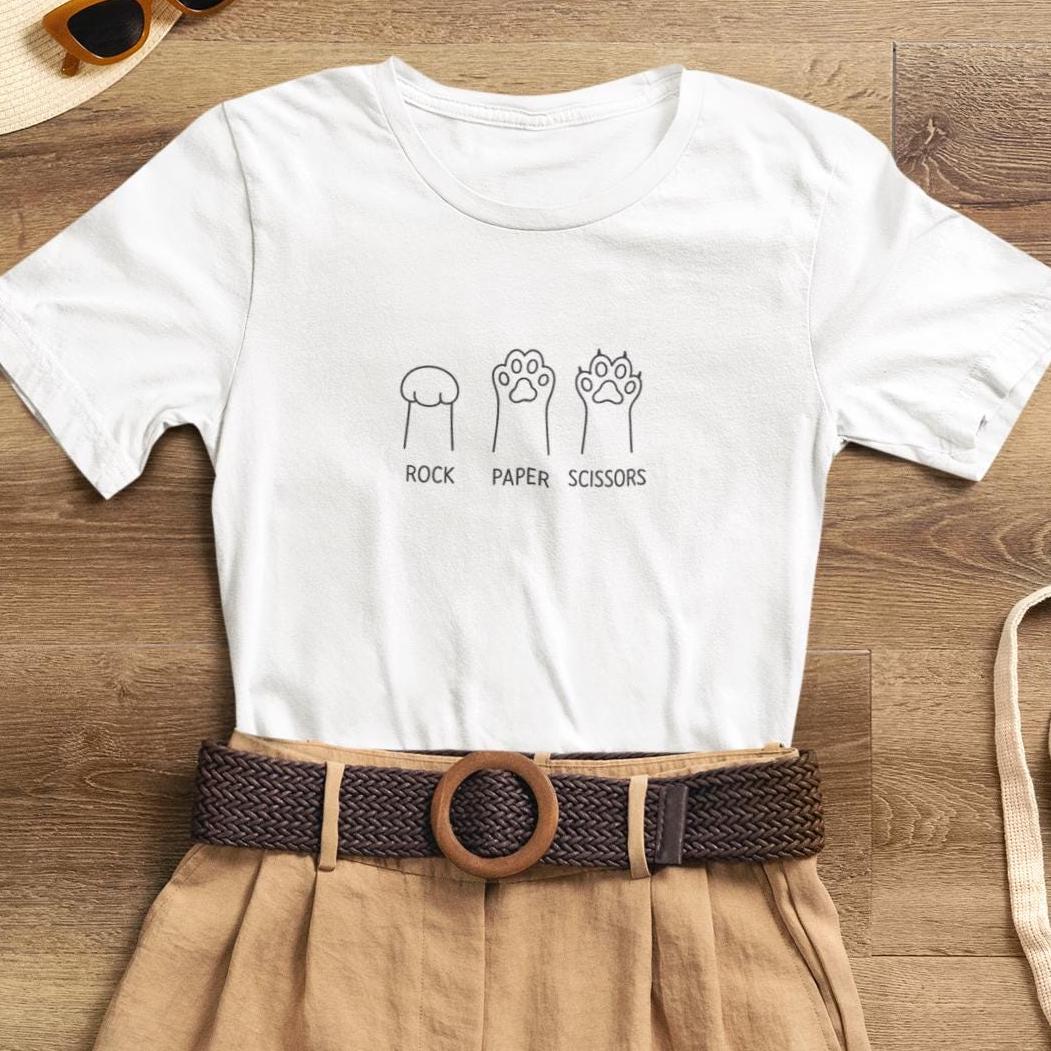 Unisex T-Shirt – Rock Paper Scissors Paw Design –  Cotton Tee