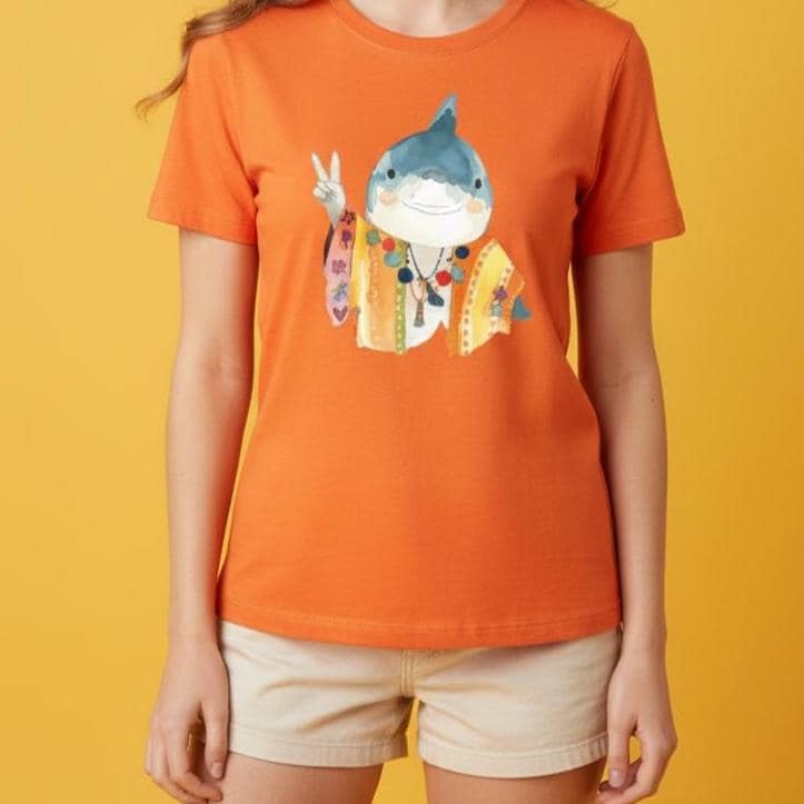 Shark Peace Sign Tee, Hippie Animal Shirt, Unisex Wildlife T-Shirt, Ocean Lover Gift, Beach Vibes Apparel, Summer Tee
