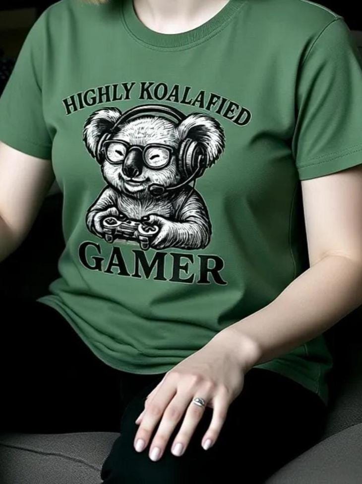 Highly Koalafied Gamer T-Shirt | Funny Koala Gaming Tee | Cute Animal Video Game Shirt | Gift for Gamers