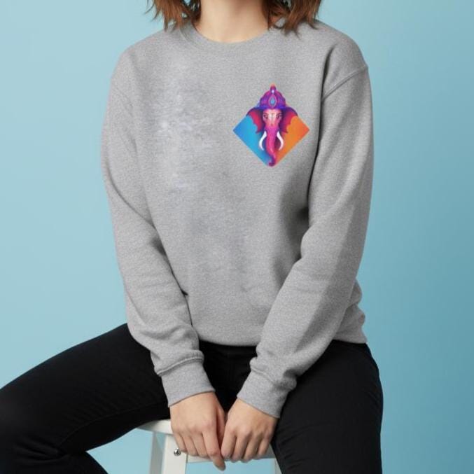 Ganesha Colorful Symbol Elephant Sweatshirt, Hindu God Pullover, Vibrant Ganesh Jumper, Elephant Spirit Animal Sweater, Ganpati Gift