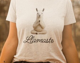 Llamaste Yoga T-Shirt | Funny Llama Graphic Tee | Cotton Shirt | Animal Lover Gift