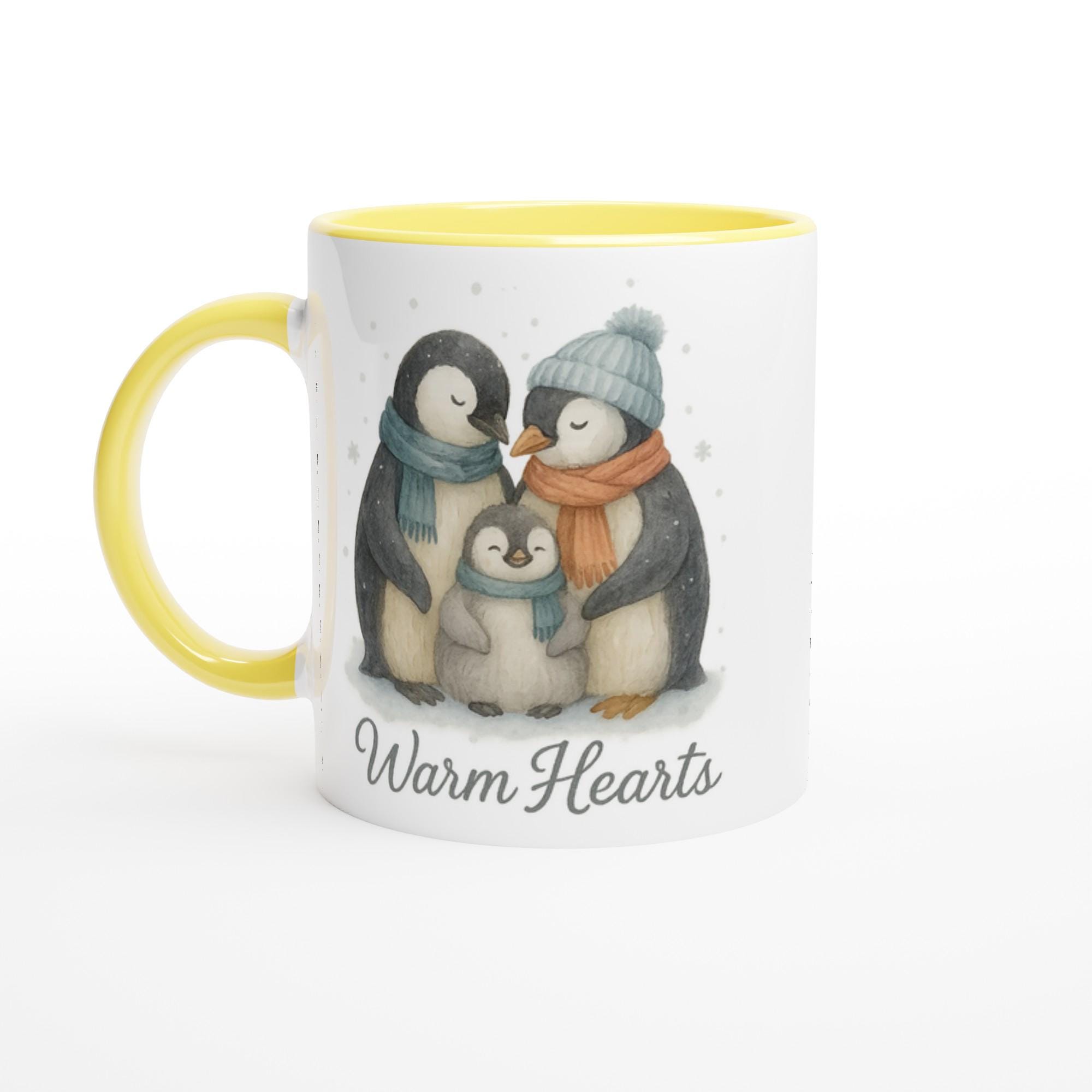 Warm Hearts Penguin Mug | Cute Winter Coffee Cup | Holiday Hot Chocolate Mug | Cozy Animal Gift