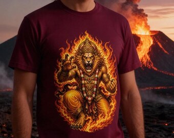 Narasimha T-Shirt | Hindu Mythology Shirt | Angry Fire Lord Narasimha Tee | Vishnu Avatar Shirt | Hindu God Shirt | Spiritual Gift