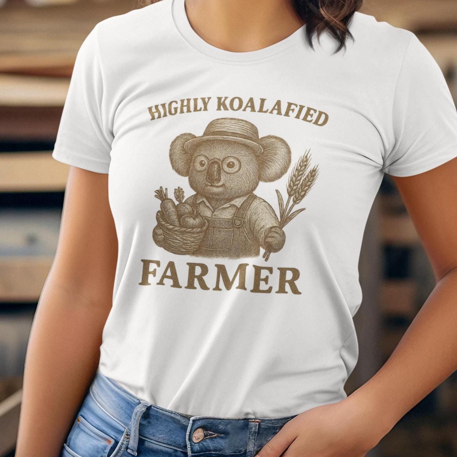 Highly Koalafied Farmer Shirt | Funny Farm Gift Tee | Cute Koala T-Shirt | Farmer Appreciation Outfit