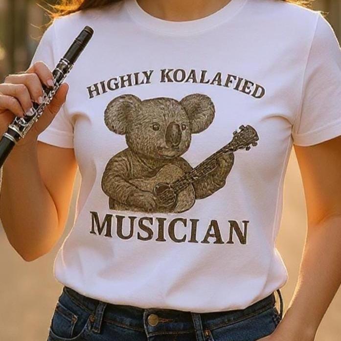 Highly Koalafied Musician T-Shirt | Funny Koala Music Tee | Cute Animal Band Shirt | Gift for Musicians